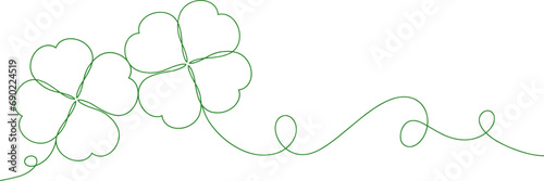 Clover line art style for st Patrick’s day vector with transparent background 
