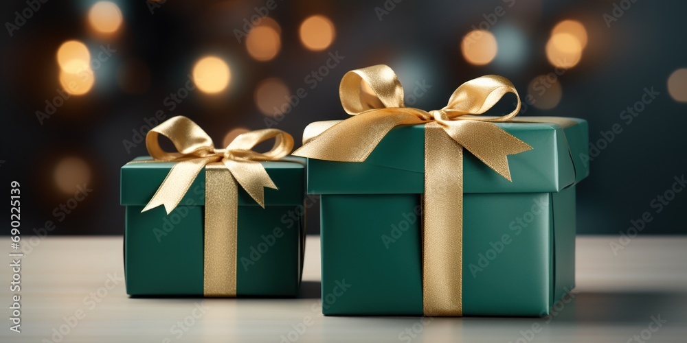 Emerald presents tied with golden ribbons offer a promise of surprises.