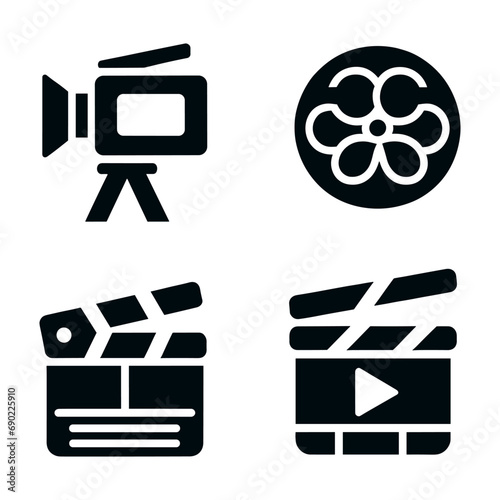 Movie vector icon set. Cinema illustration symbol collection. Entertainment sign or logo