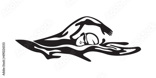 swimmer silhouette. water sport vector illustration. professional man athlete.