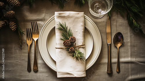 Table decor, holiday tablescape and formal dinner table setting for Christmas, holidays and event celebration, English country decoration and home styling photo
