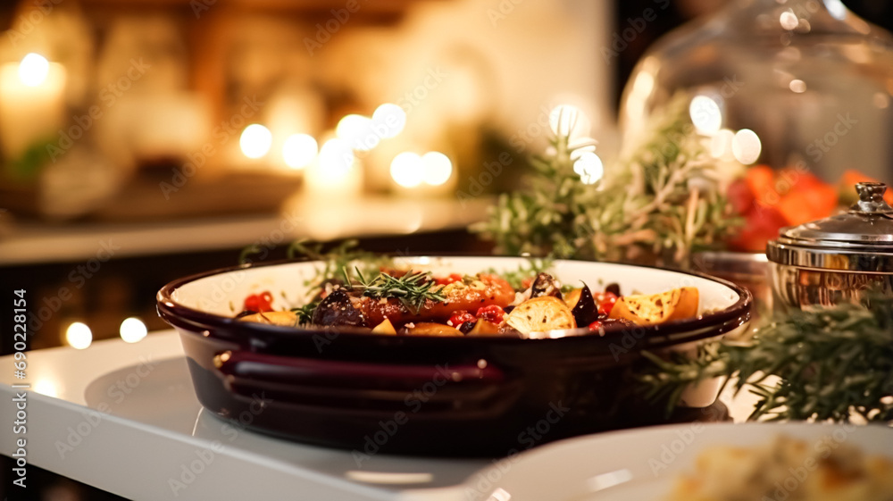Winter holiday meal for dinner celebration menu, main course festive dish for Christmas, family event, New Year and holidays, English country food recipe Winter holiday meal for dinner celebration menu, main course festive dish for Christmas, family event, New Year and holidays, English country food recipe