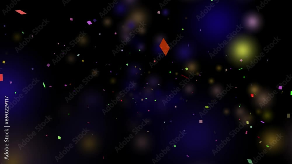 Colorful confetti confetti falling paper with rain effected animation celebration background Multicolor Confetti Falling