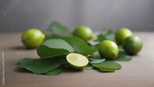 Lime leaves are placed on the table 