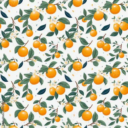 orange pattern and leaf seamless pattern background