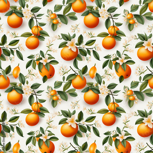 orange pattern and leaf seamless pattern background
