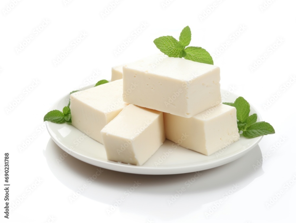 Block of firm tofu isolated on white background Block of firm tofu isolated on white background