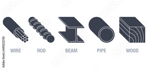 Stud finder flat icons - Wood, Beam, Wire, Pipe