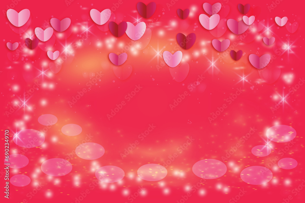 Happy valentine Vector greeting pink hearts 14 february Day all lovers Copy space text Gentle design Romantic feelings Gradient Love beautifully magenta Valentine's Day card Wedding Birthday Defocused