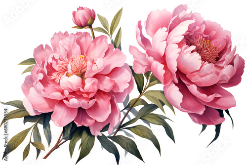 peony, hand-painted style, isolated background, transparent, paeonia, national flower of china photo