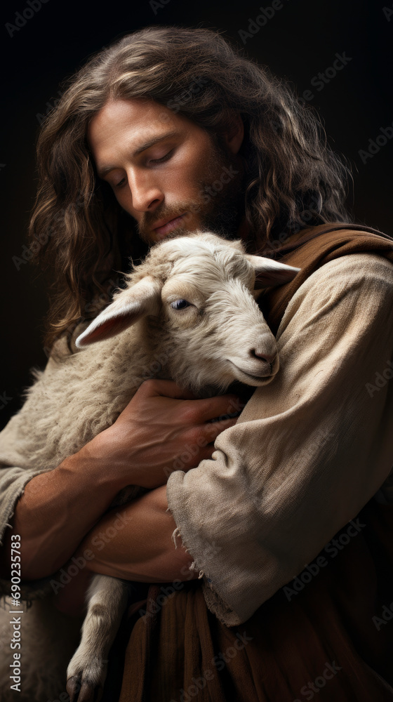 Jesus in huert whith an goat Jesus in huert whith an goat