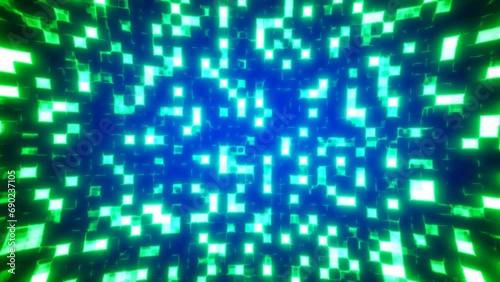Wallpaper Mural Green energy looped glowing blocks digital futuristic squares computer bright background Torontodigital.ca