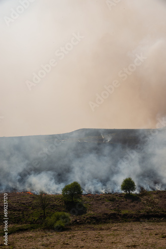 Wildfires in Northern England on Moorland