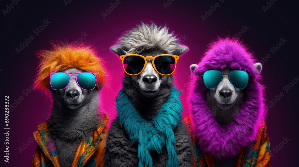 Neon Critters: Animals in Fashionable Neon Outfits for Eye-Catching Ads