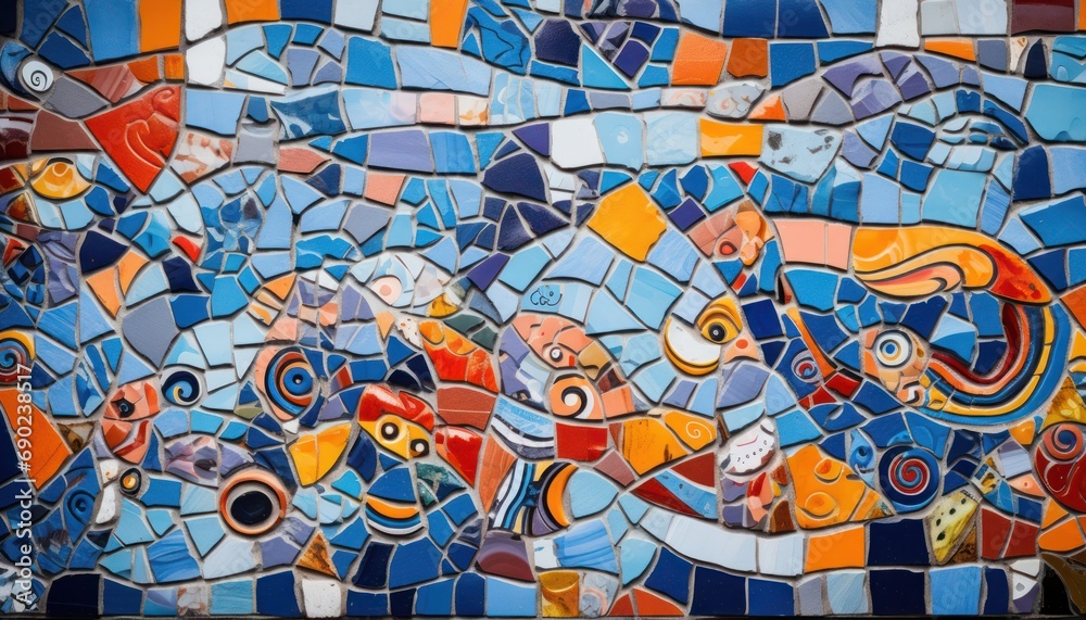 Obraz premium Close-Up of a Fish Mosaic