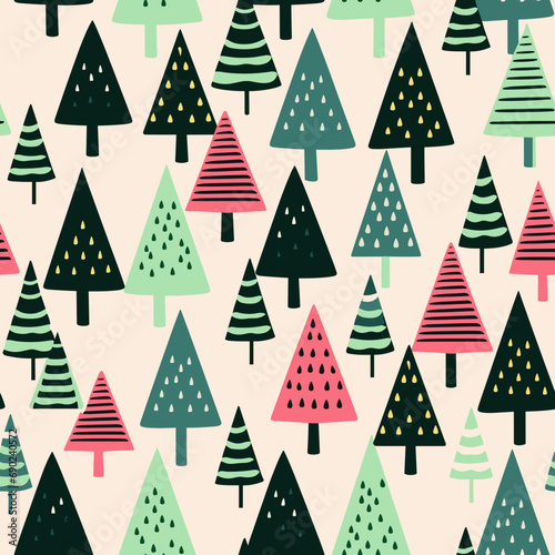 Christmas Trees - Minimalist Seamless Pattern Illustration