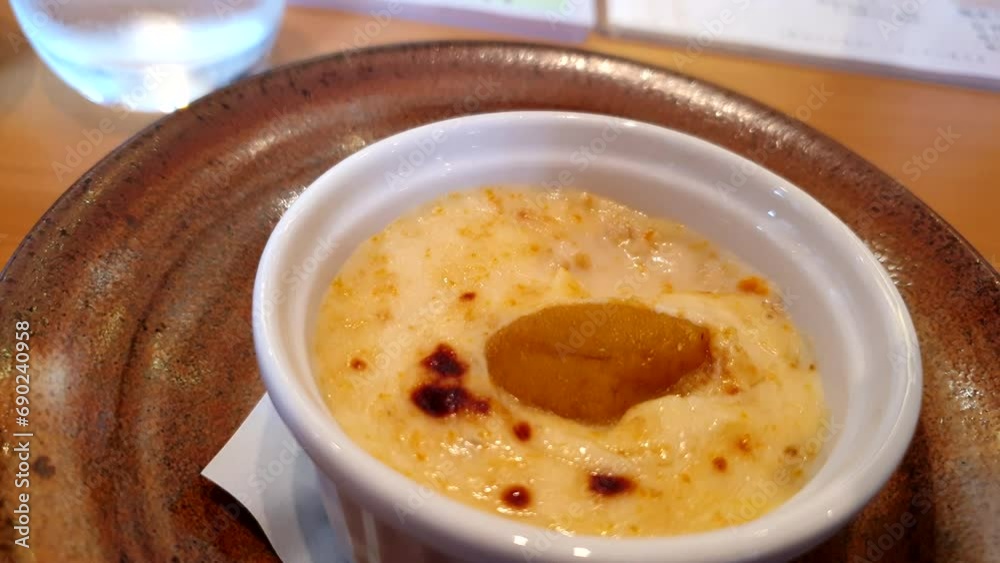 Sea urchin gartin fusion Japanese and Italian dish creamy seafood food Sea urchin gartin fusion Japanese and Italian dish creamy seafood food