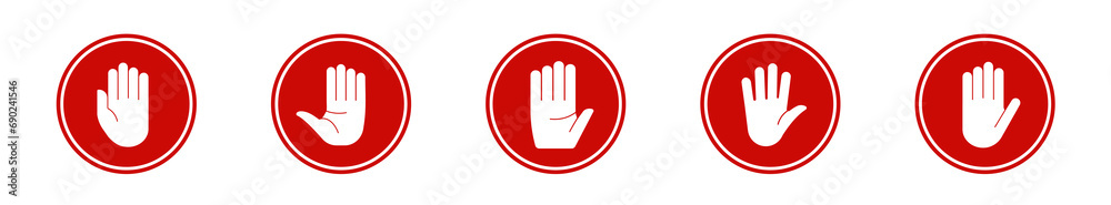 Stop hand road sign circle vector. Restricted area banner Stop hand road sign circle vector. Restricted area banner