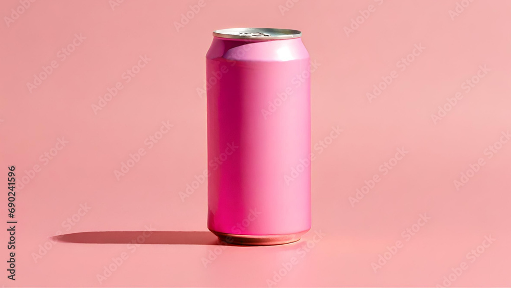 Pink Drink Can. Liquid in Metallic Container Isolated on Empty Background. Refreshing Beverage, Fizzy Soda Concept Generative Ai Pink Drink Can. Liquid in Metallic Container Isolated on Empty Background. Refreshing Beverage, Fizzy Soda Concept Generative Ai