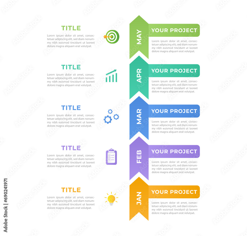 Vertical Steps infographic design with icons. Infographic process diagram presentation for business concept. 5 choices or 5 steps. Vertical Steps infographic design with icons. Infographic process diagram presentation for business concept. 5 choices or 5 steps.