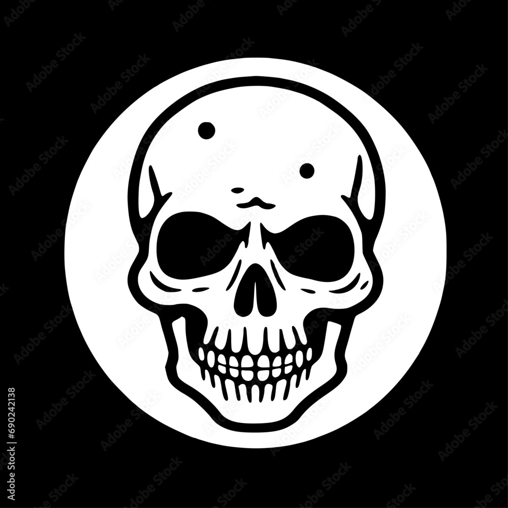 Fototapeta premium Skull - Black and White Isolated Icon - Vector illustration