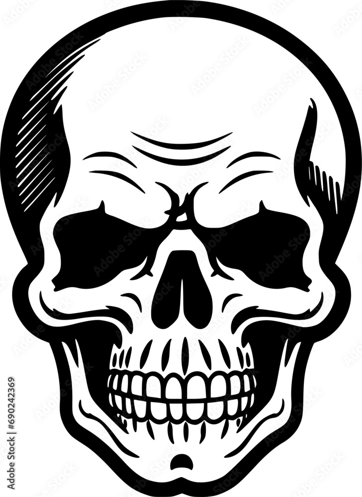 Fototapeta premium Skull - Black and White Isolated Icon - Vector illustration
