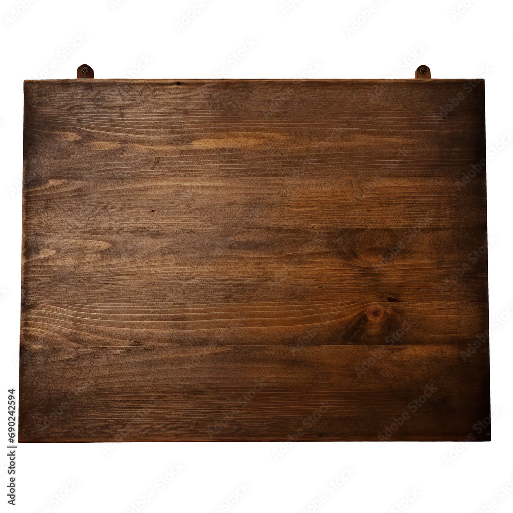 Natural Wooden Desk. Dark old wooden table. Natural empty wooden desk isolated on transparent