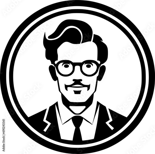 Teacher | Black and White Vector illustration