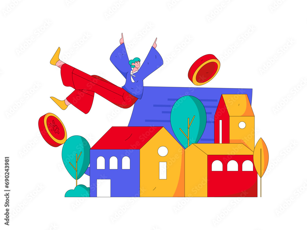 Fototapeta premium Home loan flat vector concept operation illustration 