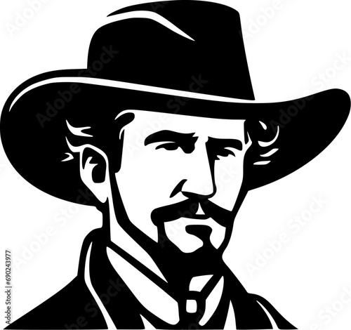 Western - Black and White Isolated Icon - Vector illustration