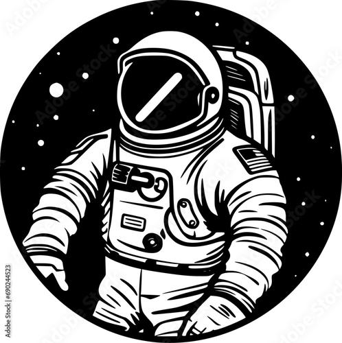 Astronaut - Black and White Isolated Icon - Vector illustration photo