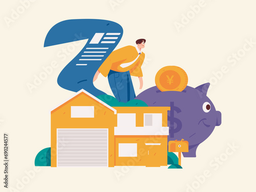 Home loan flat vector concept operation illustration
