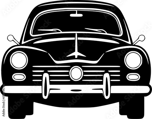 Car - Black and White Isolated Icon - Vector illustration