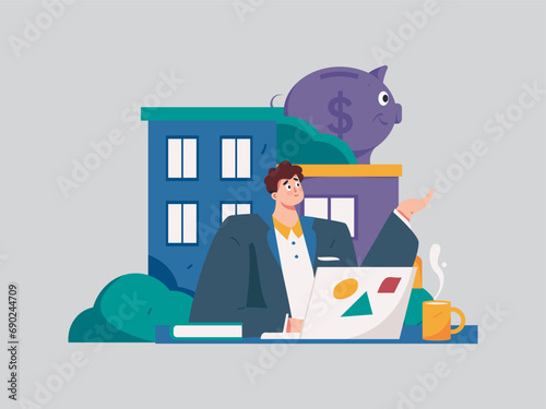 Home loan flat vector concept operation illustration
