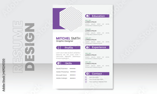 Stylish CV resume template design for a creative person, Minimal professional CV.