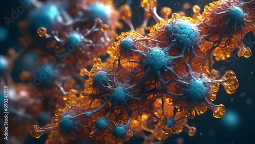 photographie microscopique de la réponse immunitaire humaine - une image fascinante des molécules en action dans la lutte contre les agents pathogènes. photo