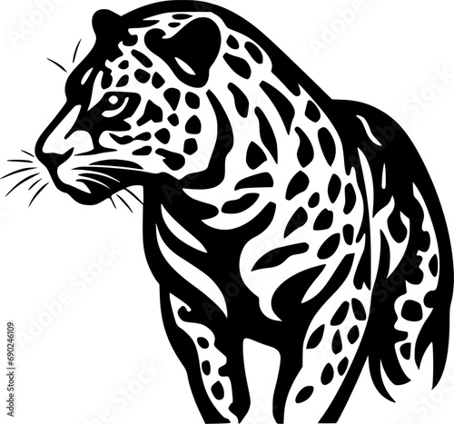 Leopard - Black and White Isolated Icon - Vector illustration