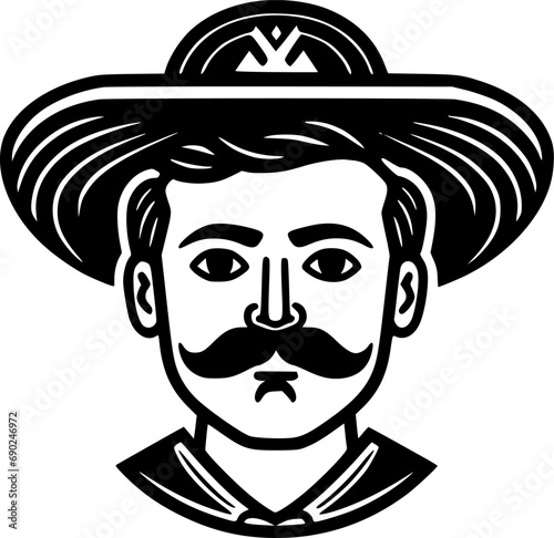 Mexican - Black and White Isolated Icon - Vector illustration