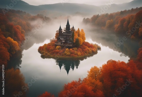 Autumn Castle on the Lake