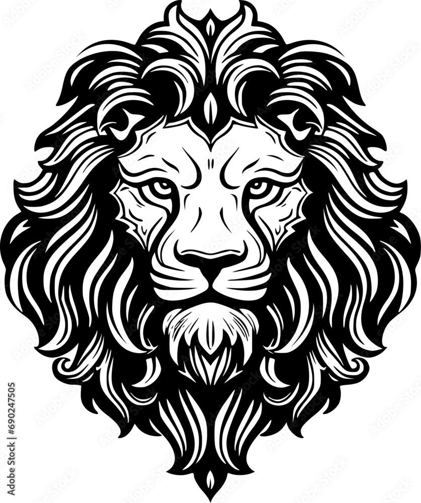 Lion | Black and White Vector illustration