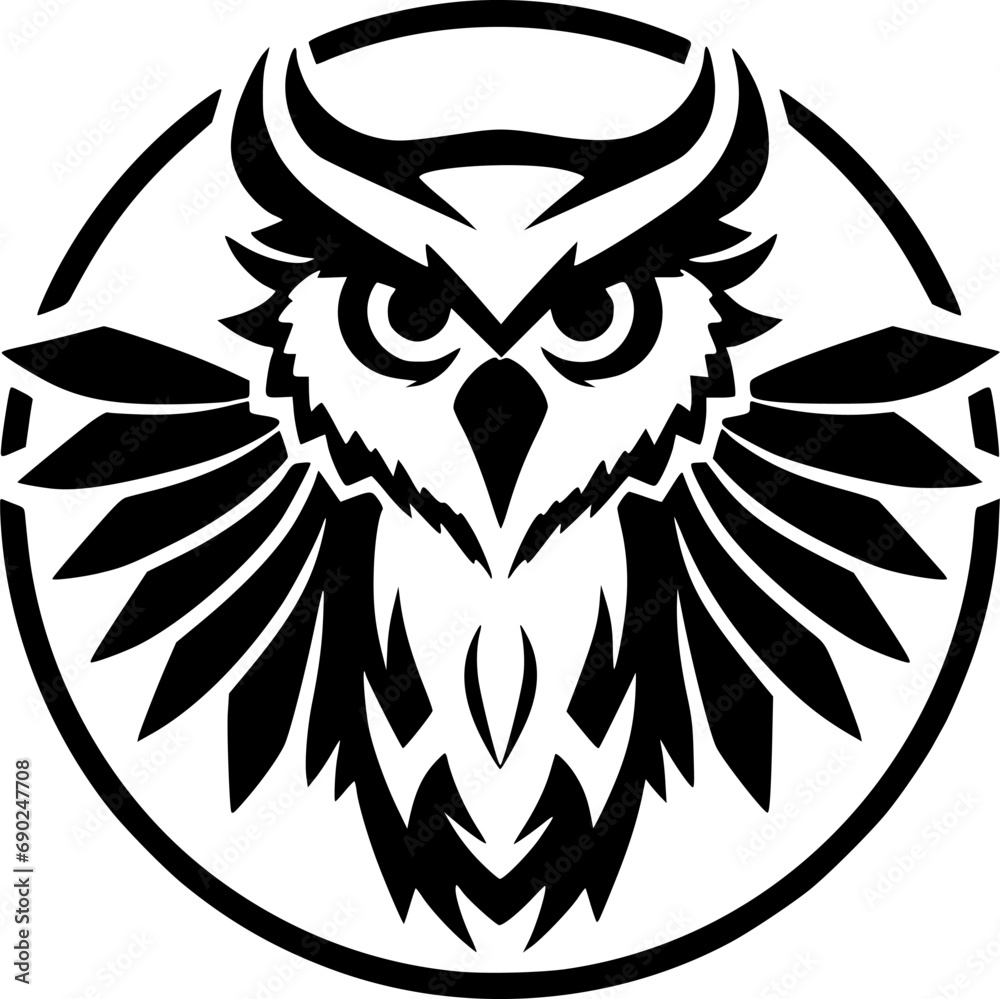 Owl | Black and White Vector illustration Owl | Black and White Vector illustration