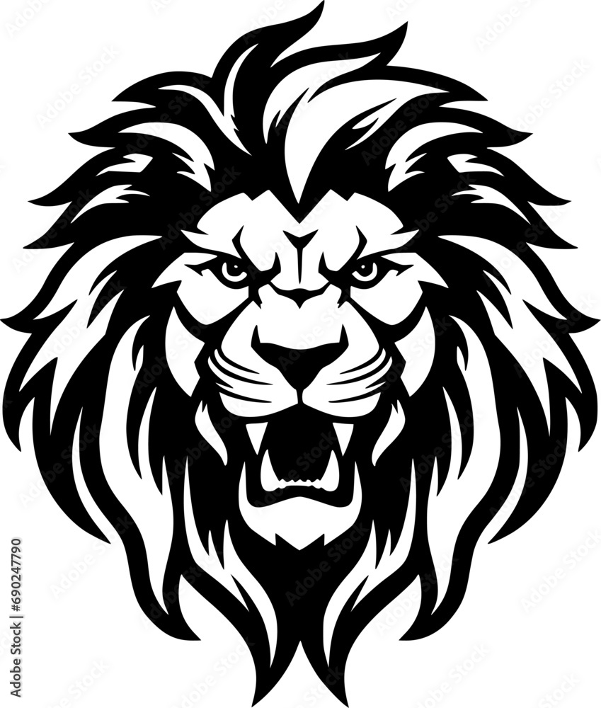 Lion | Black and White Vector illustration