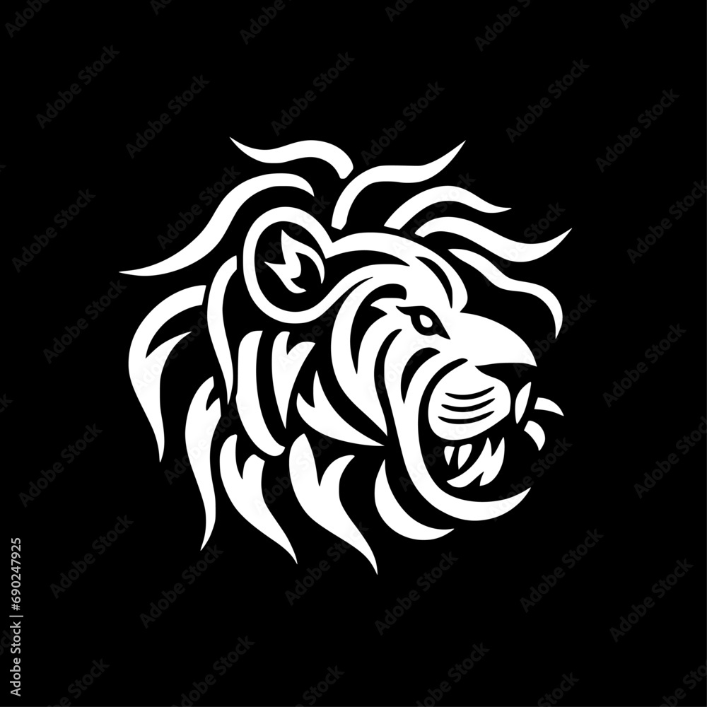 Fototapeta premium Lion | Black and White Vector illustration