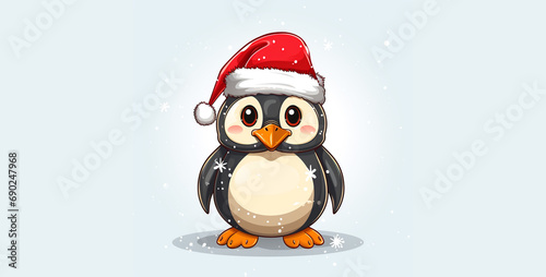 Christmas Penguin Vector Illustration White Background, penguin with santa hat © Asif Ali 217
