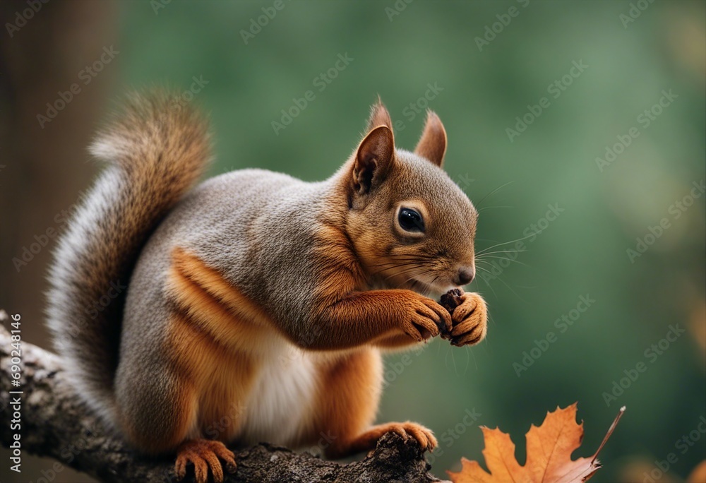 A squirrel eating nuts in the autumn A squirrel eating nuts in the autumn