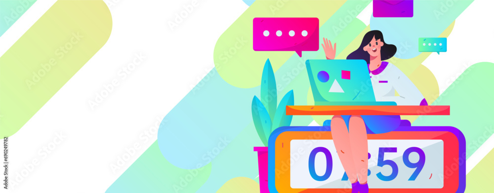 Fototapeta premium Home indoor character scene flat vector concept operation hand drawn illustration 