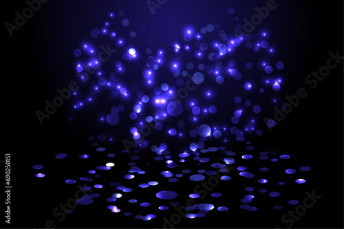 abstract bokeh background with blue shiny particles photo