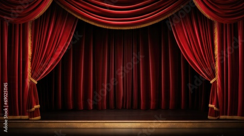 Stage Curtain. Red stage curtain with arch entrance 
