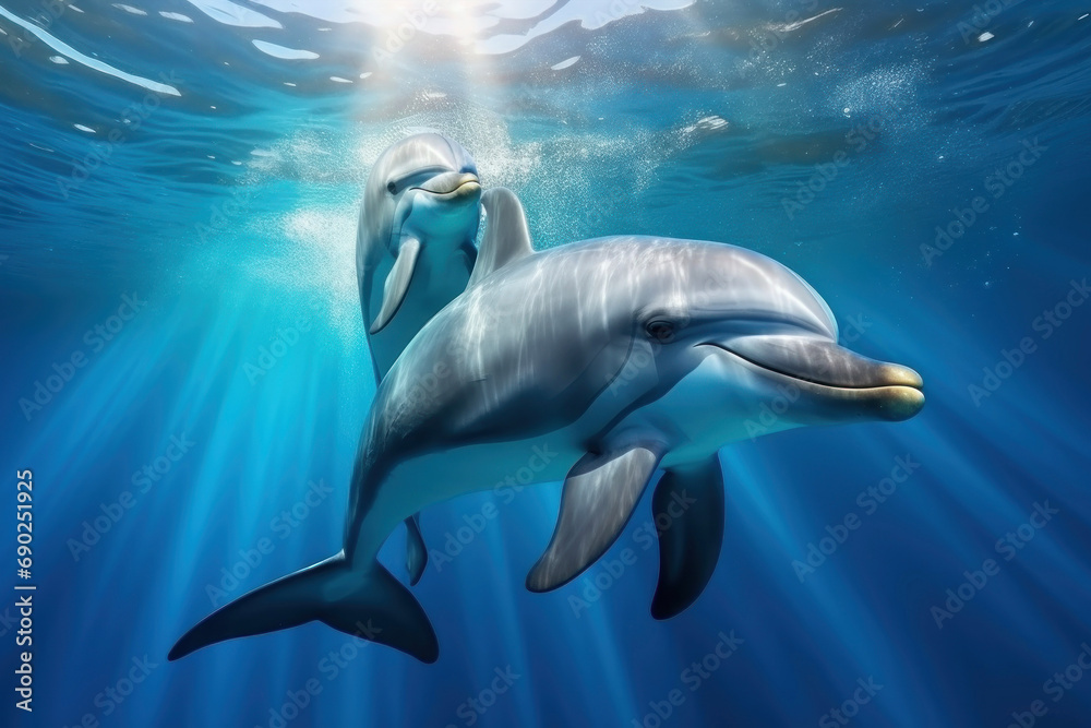 Obraz premium Dolphins in clear blue water