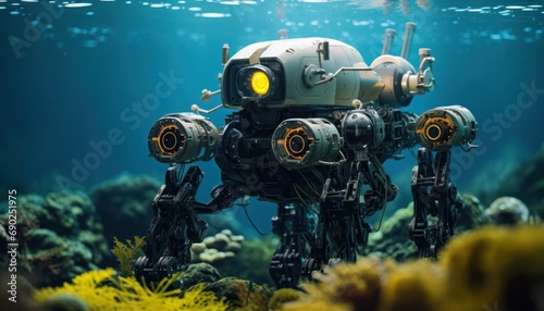 A Robot Standing in Water